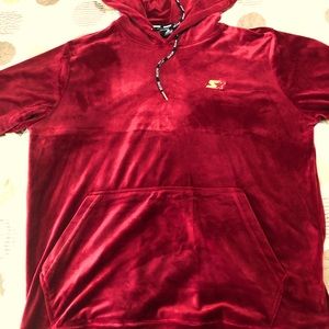 Starter Men’s Burgundy Velour Hoodie Size Medium